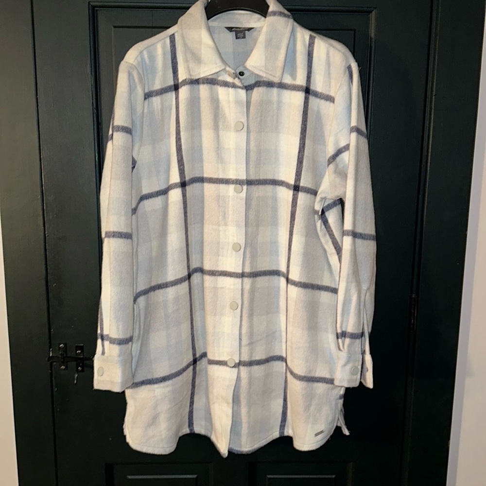 Eddie Bauer plaid wool coat size L